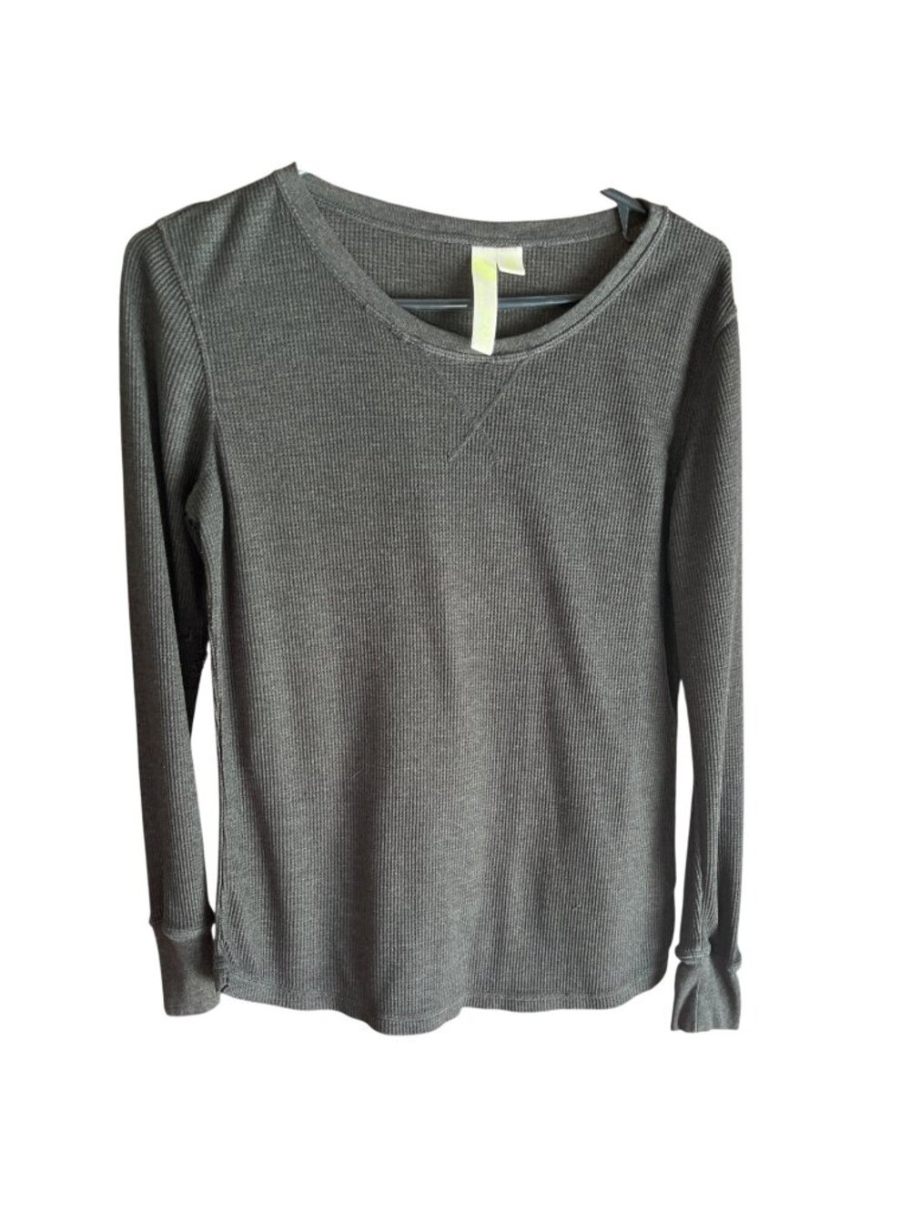 Green Tea Ladies Black Waffle Knit Long Sleeve Top Size Large 63g